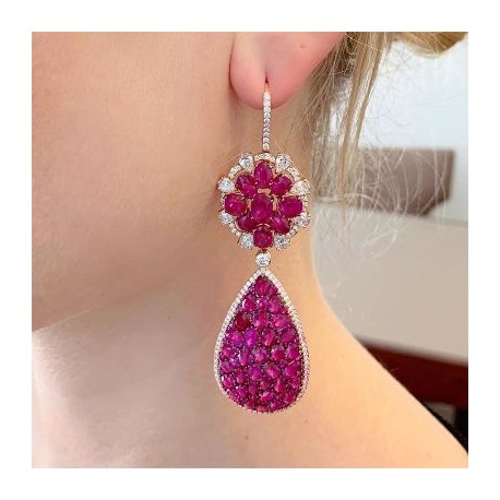 Enchanted Ruby Pear-Shaped Dangle Earring in Sterling Silver