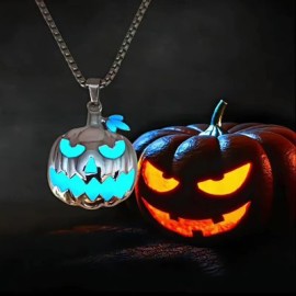 Halloween Glowing Pumpkin Pendant Necklace