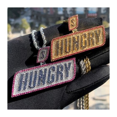Iced Red & Blue Diamonds Hungry Pendant