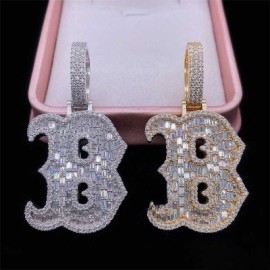 Iced Baguette Letter ‘B’ Pendant