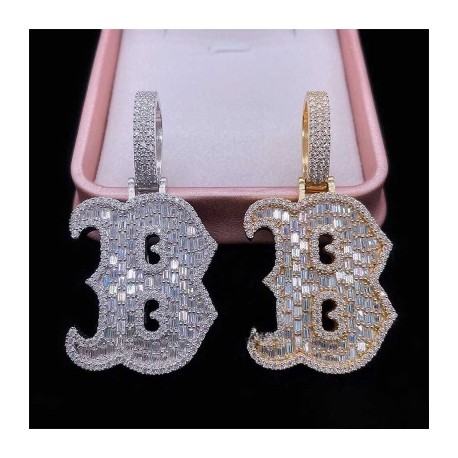 Iced Baguette Letter ‘B’ Pendant