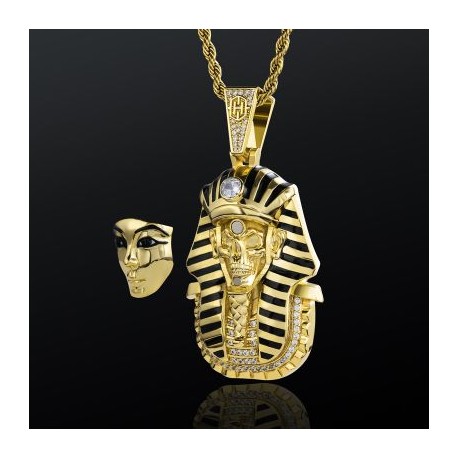 Egypt Pharaoh Magnetic Detachable Skull Mask Pendant in Gold