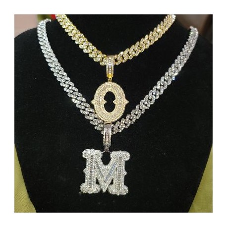 Iced A-Z Thorns Baguette Initial Letters Pendant