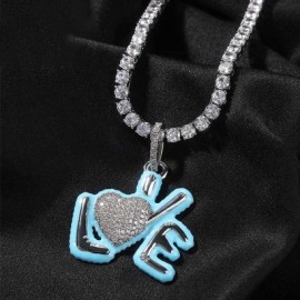 Iced Pink/Blue Glowing LOVE Pendant