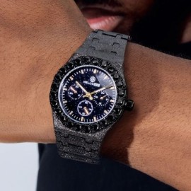 Iced Glitter Dial Round Cut Watch