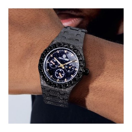 Iced Glitter Dial Round Cut Watch