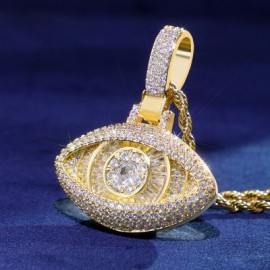 Iced Evil Eye Baguette Pendant