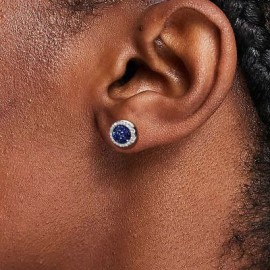 Multicolor Crushed Diamond Round Magnetic Earrings