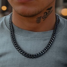 10mm Stainless Steel Cuban Chain in Black Gold