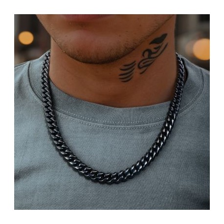 10mm Stainless Steel Cuban Chain in Black Gold