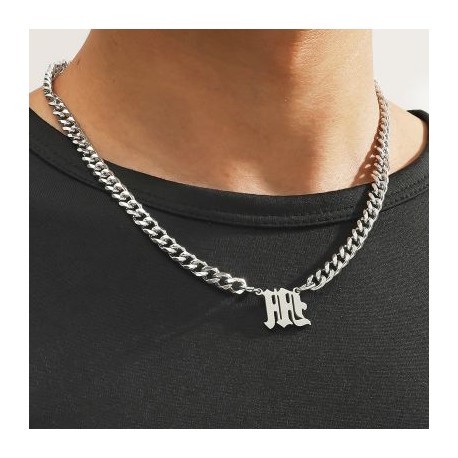 7mm Old English A-Z Letter Cuban Necklace