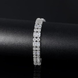 Iced Baguette Double Row Tennis Bracelet