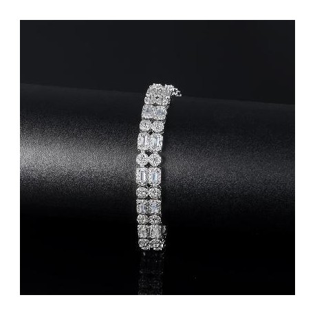 Iced Baguette Double Row Tennis Bracelet