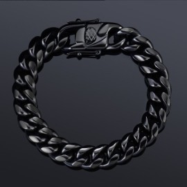 10mm Stainless Steel Cuban Bracelet in Black Gold