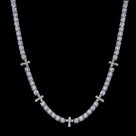 Iced Cross 5mm Tennis Chain in White Gold