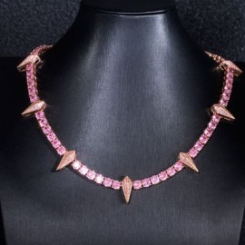 5mm Pink Fight Tooth and Claw Tennis Chain in Rose Gold