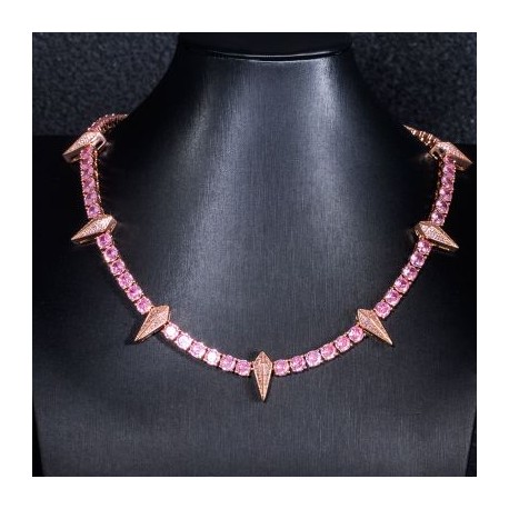 5mm Pink Fight Tooth and Claw Tennis Chain in Rose Gold