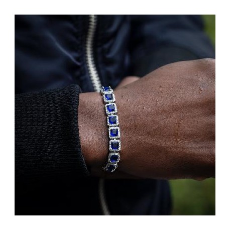 10mm Sapphire Clustered Tennis Bracelet in White Gold