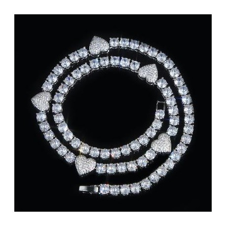 5mm Heart Tennis Chain in White Gold