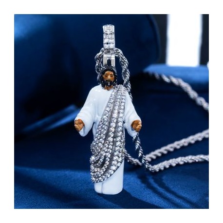 Iced Hand-painted Enamel Jesus Pendant