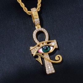 Iced Hand-painted Enamel Eye of Horus Ankh Pendant