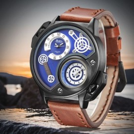 50mm Multifunctional Sports Leather Quartz Watch