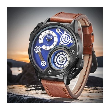 50mm Multifunctional Sports Leather Quartz Watch