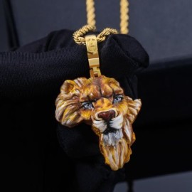 Hand-painted Enamel Africa Map Lion Pendant