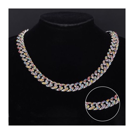 13mm Colorful Diamonds Cuban Necklace