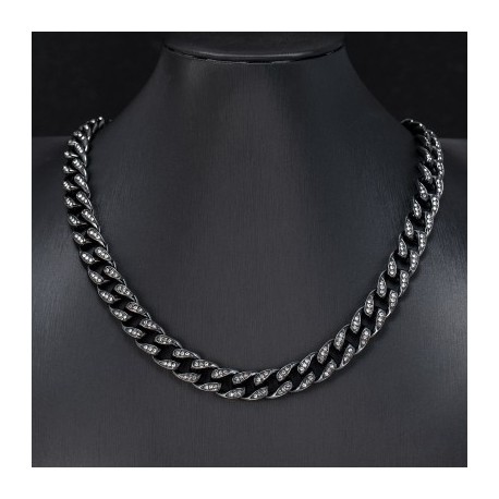 Iced 10mm Teardrop Miami Cuban Chain in Black Gold