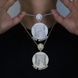 Iced Baguette Cut Fear Nothing Lion Pendant