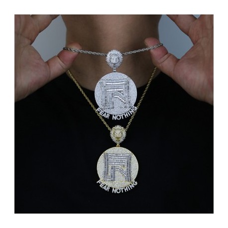 Iced Baguette Cut Fear Nothing Lion Pendant