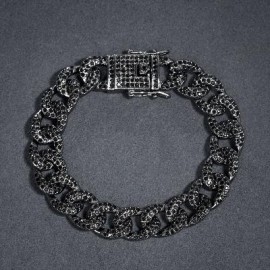 12mm Iced Curb Bracelet in Black Gold