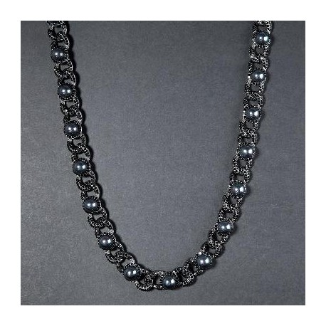 12mm Iced Peacock Pearl Cuban Chain in Black Gold