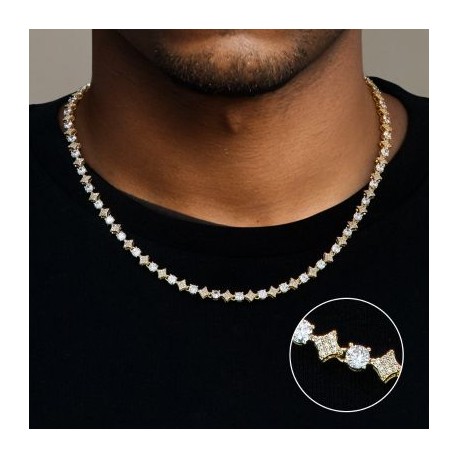 5mm Iced Quadrangular Star Necklace
