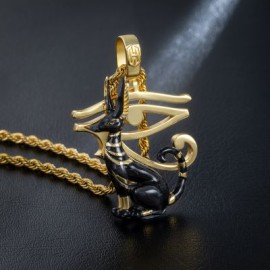 Hand-painted Enamel Eye of Horus Anubis Pendant