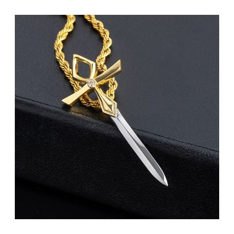 Iced Two-tone Ankh Sword Pendant