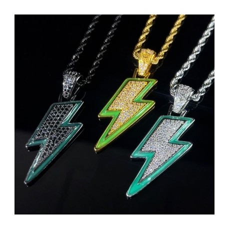 Iced Glowing Lightning Pendant