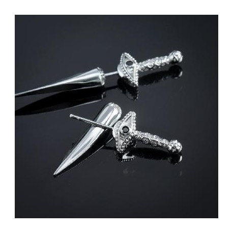 Eye of Providence Sword Earrings in white Gold