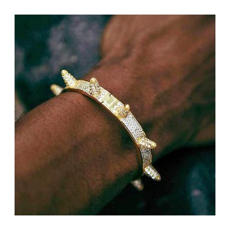 Iced Spike Bangle Bracelet