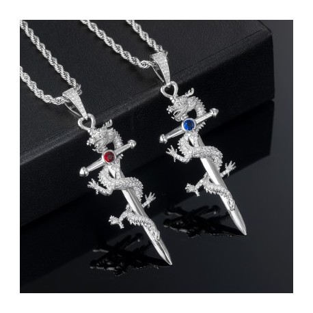 Iced Dragon Sword Pendant