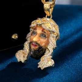 Hand-painted Enamel Iced Jesus Crown of Thorns Pendant