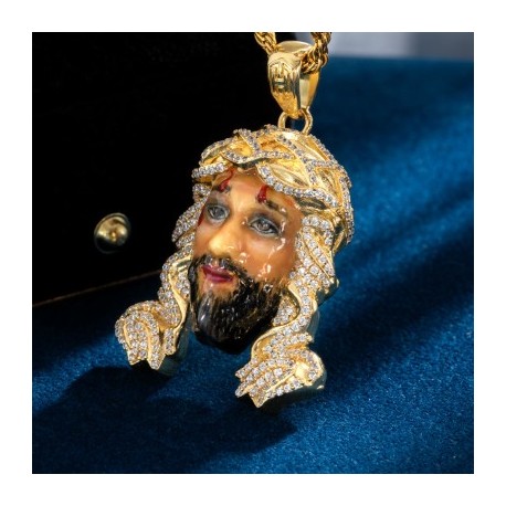 Hand-painted Enamel Iced Jesus Crown of Thorns Pendant