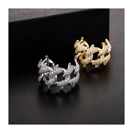Iced Thorn Cuban Open Ring