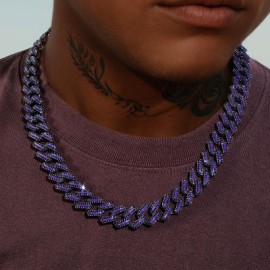 15mm Iced Purple Enamel Miami Cuban Chain