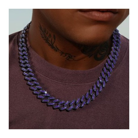 15mm Iced Purple Enamel Miami Cuban Chain