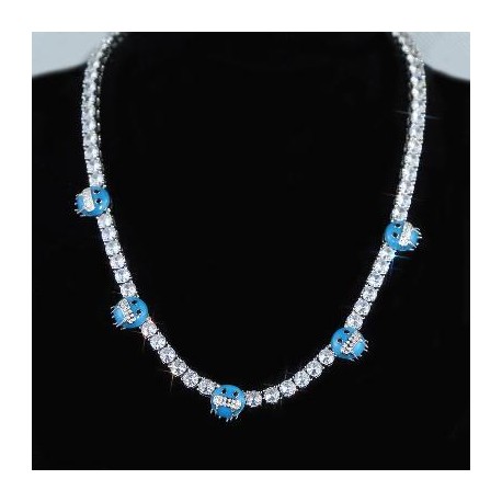 5mm Luminous Blue Cold Face Tennis Chain in White Gold
