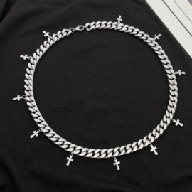 10mm Cross Cuban Chain Titanium Necklace