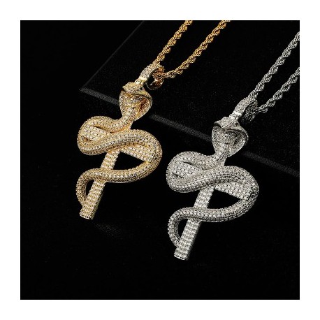 Iced Cobra Cross Pendant