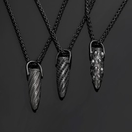 Iced Bullet Skull Pendant in Black Gold